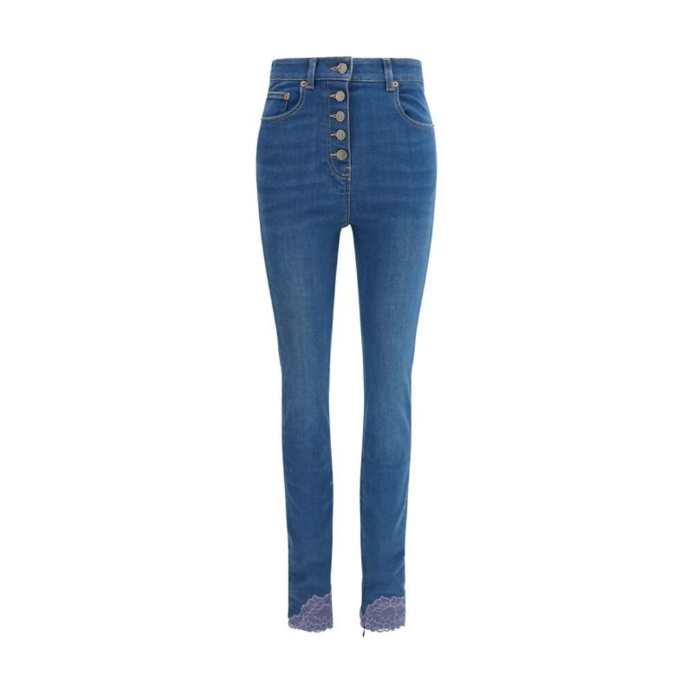 Valentino Women Fitted Jeans With Lace Details